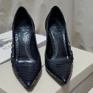 Burberry Black Leather Snake Print Pump
